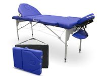 QUIRUMED Opvouwbaar aluminium PRO 186 x 66 cm met opklapbare rugleuning blauw