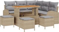 vidaXL Tuinbank - Set - 9 - st - Beige - poly - rattan