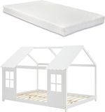 en.casa Kinderbed Tostedt huisbed met matras wit 120x200 cm