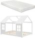 en.casa Kinderbed Tostedt huisbed met matras wit 120x200 cm