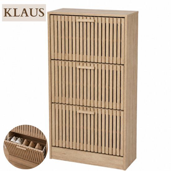 MISOU Klaus Schoenenkast - met 3 - Lades - Schoenen - Opbergsysteem - Bruin - Schoenenrek - Hal organizer - 12 paar