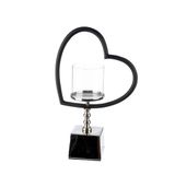 GILDE Windlicht Te Quiero - hartvorm - aluminium en glas - glanzend vernikkeld - zwart/zilver - hoogte 40cm x breedte 27cm