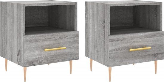 vidaXL Nachtkastjes - Set van 2 - Bewerkt Hout - Grijs Sonoma Eiken - 40x35x47,5 cm