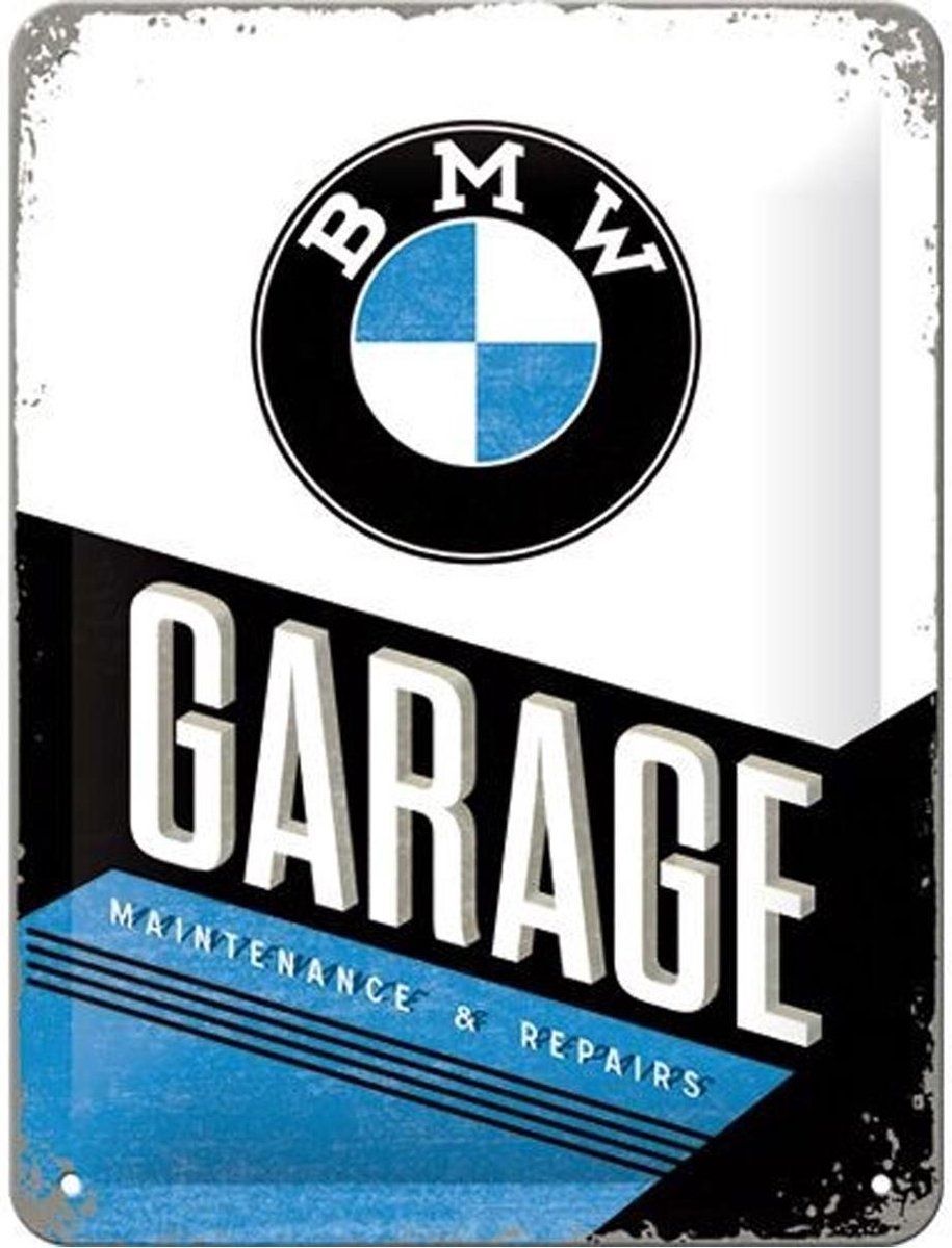 Nostalgic Art Merchandising BMW Garage Metalen wandbord in reliëf 15x20 cm