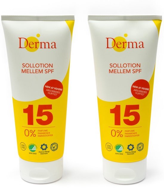 Derma Sun Derma Eco Sun Zonnebrandlotion SPF 15 - 2 x 200 ml - Voordeelverpakking