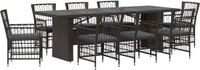 vidaXL Buiten eettafelset 9 st Zwart poly rattan