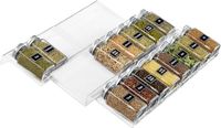 CLORD - Étagère à épices - Organiseur de tiroir extensible - 3 niveaux - Transparent - Jeu de 6