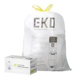 EKO 7-10 Liter Afvalzakken, 80 Stuks, PerfectFit Vuilniszakken met Trekkoord, Keuken en badkamer Prullenbakzak, Stevig en Lekbestendig, Wit, Code B