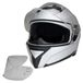 CMX Casque moto, casque intégral ARES, argent, mat, taille XL, incluant visière de remplacement, clair