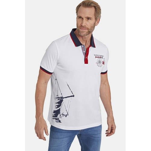 Jan Vanderstorm DILAN Plus Size Polo Shirt - White with Print