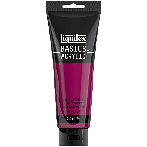 Liquitex 88700212 Basics enkelvoudig pigmenteerde acrylverf, kunstenaarspigmenten, lichtecht, medium viscositeit, goede kwaliteit, satijn finish - 250ml tube, Quinacridone Magenta