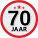 Bellatio Decorations 70 jaar leeftijd sticker - rond - Dia 15 cm - 70 jaar verjaardag - jubileum - leeftijd versiering