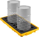 VEVOR Lekbak 1316x680x150mm, Industriële Lekbak met Een Statisch Draagvermogen van 4000 kg en Een Inhoud van 79,5 Liter, Vatenpallet met Afwatering voor 2 Vaten, Lekbak voor Opslag en Transport