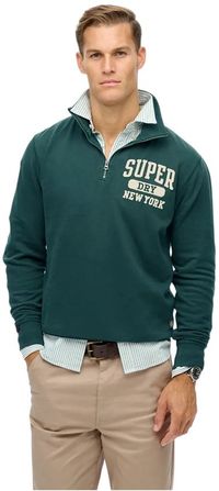 Superdry Vintage Athletic trui met halve rits Heren XL Eagle Green