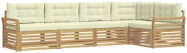 vidaXL - Buiten - bank - set - 5 - st - Wit - en - crèmekleurig - Polyester