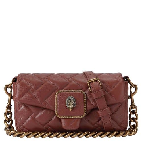 Kurt Geiger leren schoudertas Mini Pimlico roodbruin
