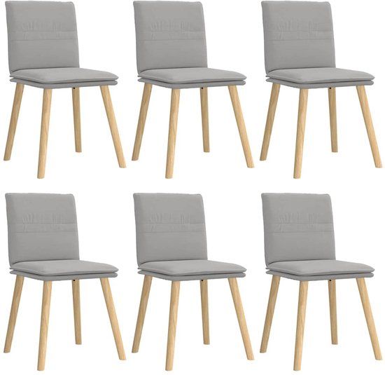 vidaXL Eetkamerstoelen 6 stuks stof wolk grijs