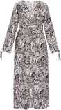 usha FESTIVAL Usha Lange Jurk met V-hals en Paisley Patroon - Zwart/Wit