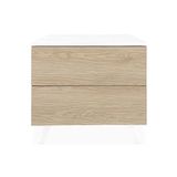 Homey Nachtkastje in Scandinavische stijl, model Nora, met 2 laden en poten, praktisch en elegant design, hout, 52 cm (breedte) x 50 cm (hoogte) x 34,8 cm (diepte)