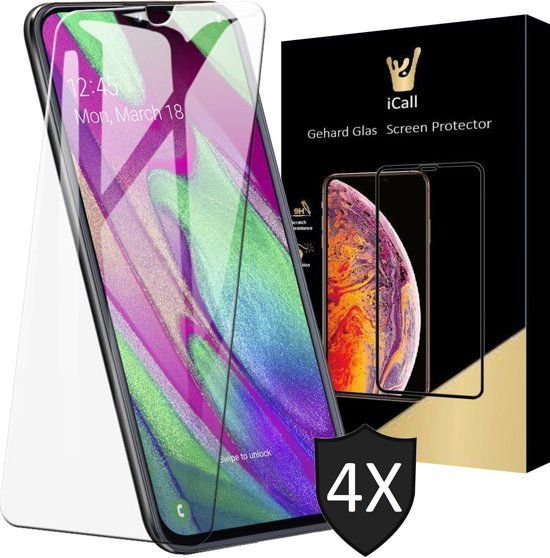iCall - Samsung Galaxy A40 Screenprotector - Tempered Glass - 4 Stuks