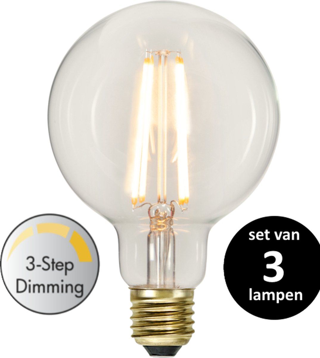 Star Trading G125 LED Lamp - 6.5W - Super Warm Wit - Dimbaar - Set van 3