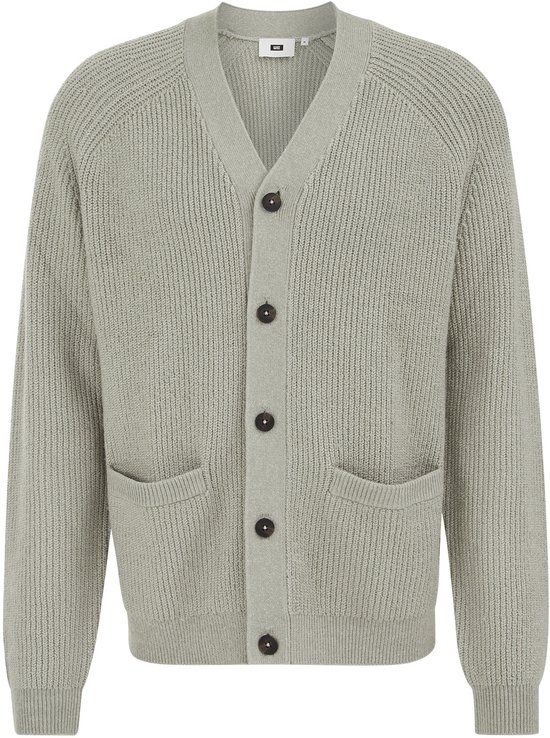 WE Fashion Heren regular fit vest met structuur Greyish green