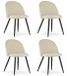 LEOBERT Set de 4 Chaises BELLO - Velours Beige, Pieds en Métal Noir