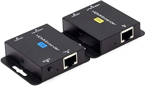 KUYIA HDMI Extender Splitter 60M/196Ft Met POC 1080P@60Hz 3D HDMI Repeater (TX en RX) HDMI RJ45 Extender HDMI naar cat5/at5e/Cat6/Cat7/Cat8 Converter door UTP OFC Kabel met 5V Power Adapter