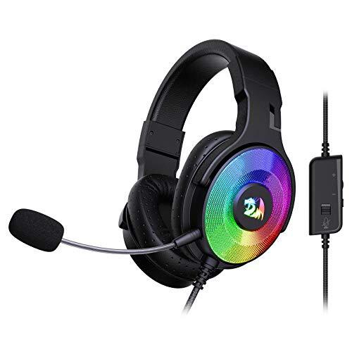 REDRAGON H350 RGB Wired Gaming Headset, Dynamische RGB Backlight - Stereo Surround-Sound - 50MM Drivers - Afneembare Microfoon, Over-Ear Hoofdtelefoon Werkt voor PC/PS4/XBOX One/NS (Zwart)