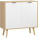 Meuble de rangement moderne en pin et aggloméré avec tablette intérieure réglable sur 3 niveaux, 77x35x77.5 cm
