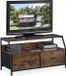 Relaxdays Meuble TV industriel - buffet - meuble bas - meuble TV - 2 tiroirs - marron/noir