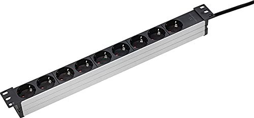 AS-Schwabe 9-voudige stekkerdoos 19 inch Rack - Zwart/Aluminium
