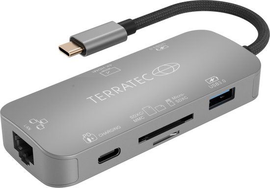 Terratec CONNECT C8 USB-C Multiport Hub - Grijs