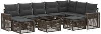 vidaXL Tuinbank - Set - 10-delig - Grijs en Donkergrijs - Poly Rattan