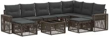 vidaXL Banc de jardin - Ensemble - 10 pièces - Gris et Gris foncé - Poly rotin