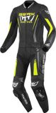 Berik Absolute GP2 Tweedelig motorfiets lederen pak - Zwart/antraciet/neon-geel - Maat 50