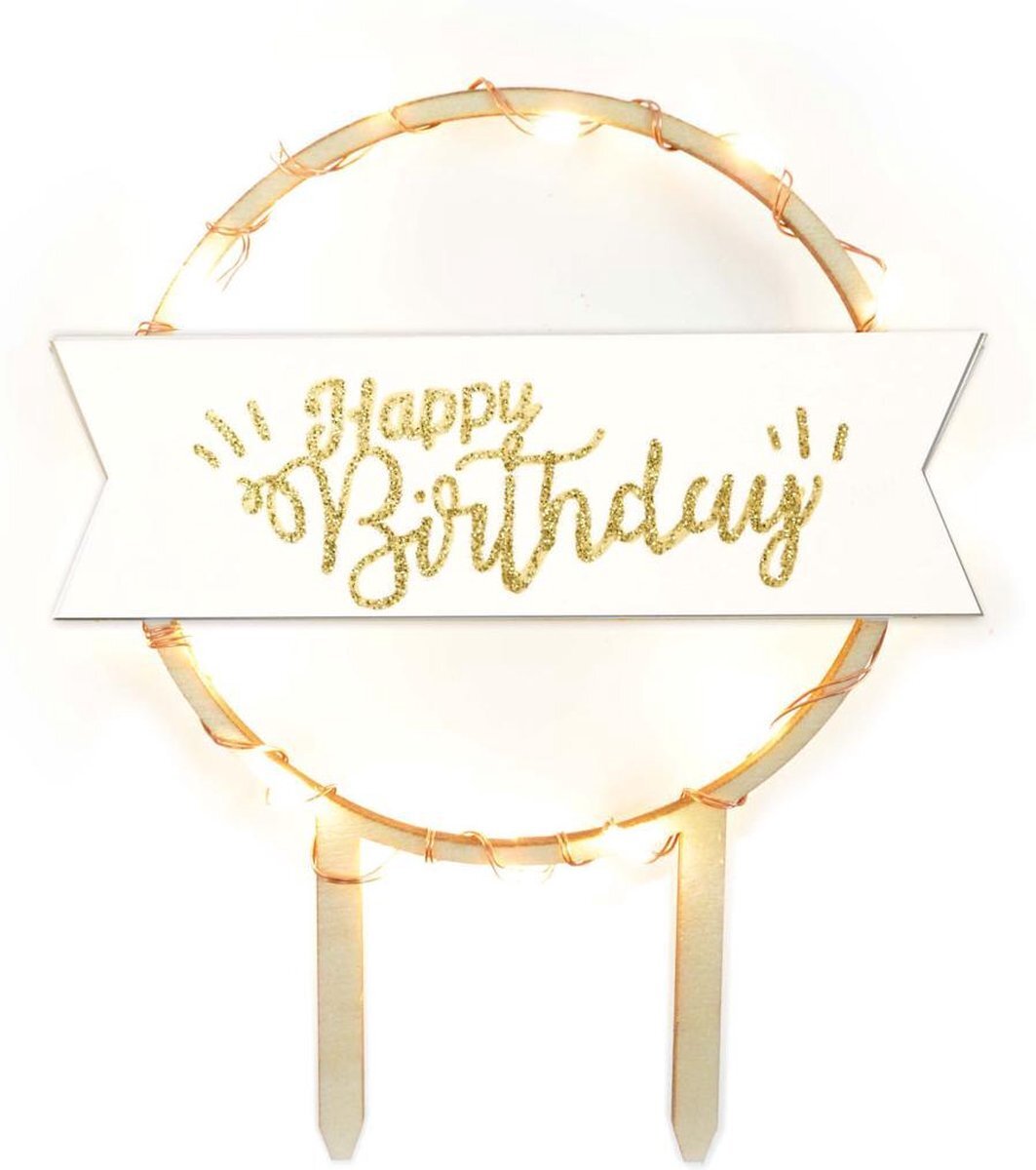 ScrapCooking Taarttopper Led - Happy Birthday - 12x10x0,5cm