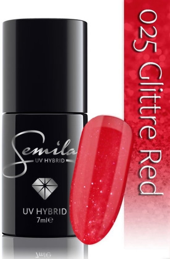 SEMILAC 025 UV Hybrid Glitter Red 7 ml