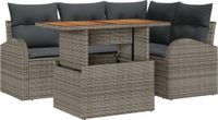 vidaXL Tuinbank Set 5-delig Grijs Polyrattan