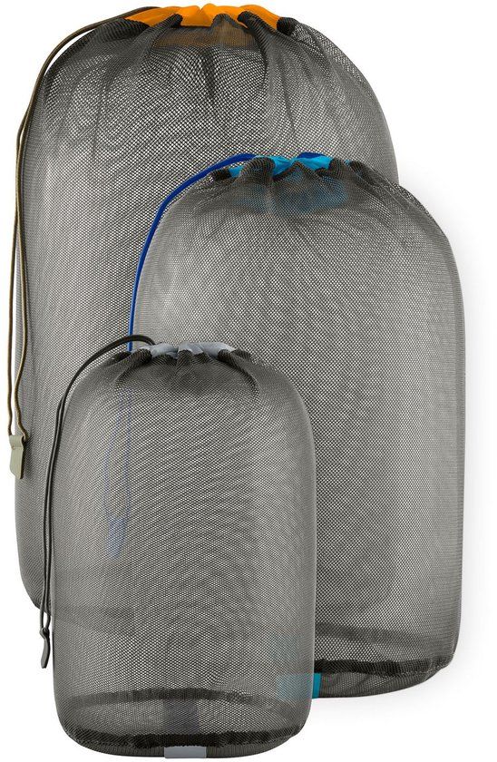 Sea to Summit Mesh Stuff Sack Set - 5L, 8L, 13L - Blue/Orange/Grey