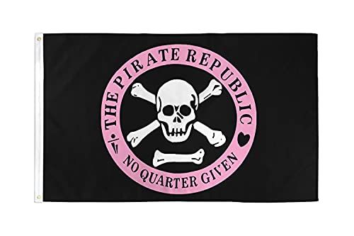 AZ FLAG Vlag Republiek der Piraten, roze, 90 x 60 cm