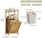 OEM Bamboe badkamerkast met wastafel en 2 lades - 40 x 30 x 95 cm - geschikt voor woonkamer of slaapkamer