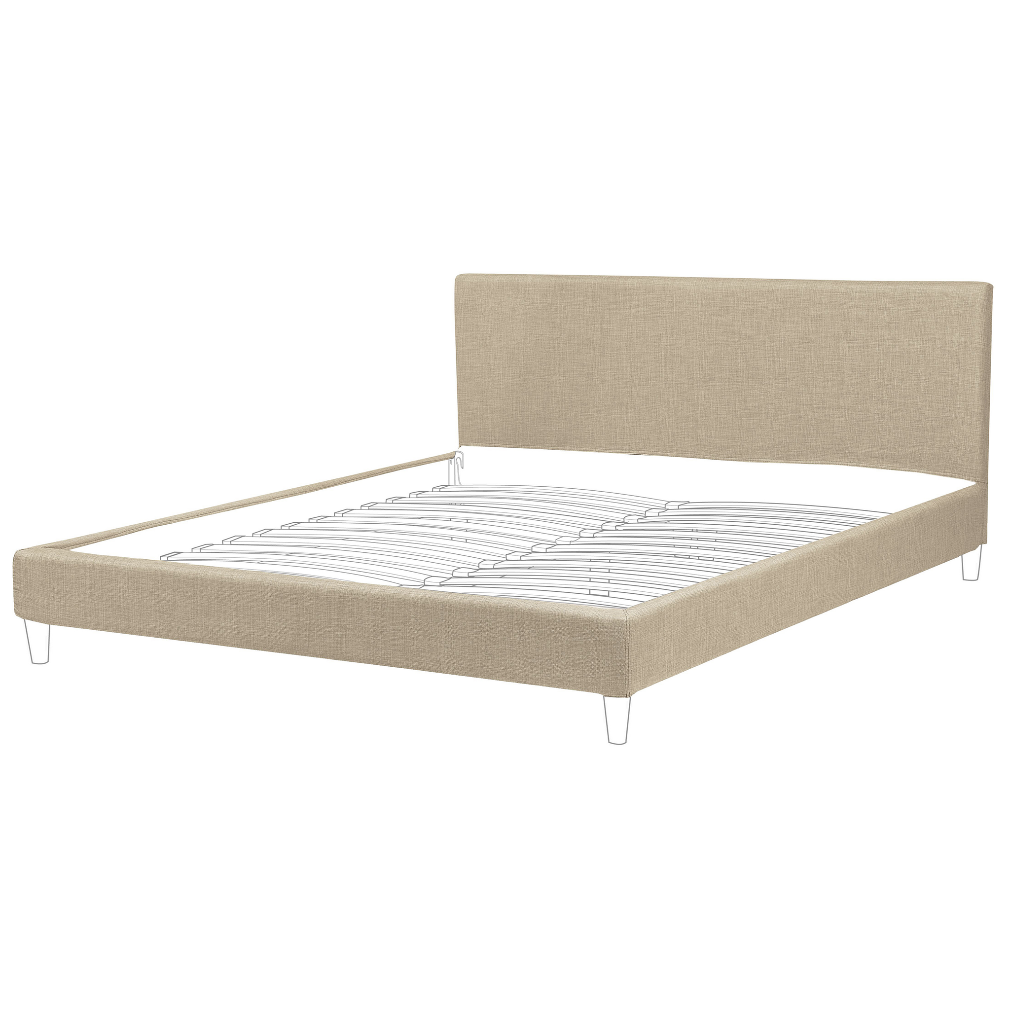 BELIANI Beliani FITOU - Bekleding bed - Beige - 180 x 200 cm - Polyester