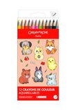 CARAN D'ACHE SWISSCOLOR KAWAII Animals, wateroplosbaar, 12 stuks