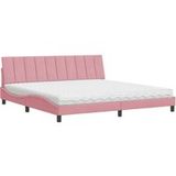 Maison Exclusive Lit avec matelas « Hanko » rose 200 x 200 cm, velours