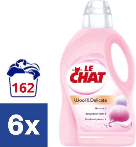 Staples Choice Le Chat Vloeibaar Wasmiddel Wool & Delicate - 6 x 1.35 l (216 wasbeurten)