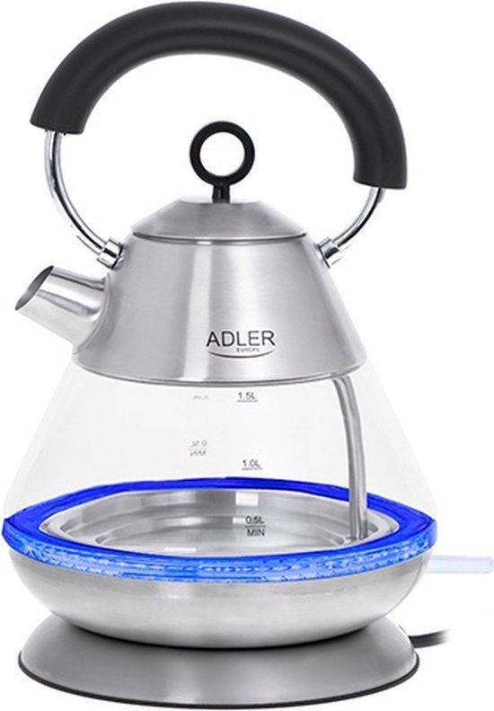 Adler Top Choice Waterkoker - Glas - 1.5 liter - Zilverkleurig - Syrix
