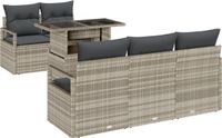 vidaXL - Tuinbank - Set - 6 - st - 5-Aantal - zitplaatsen - Lichtgrijs - poly - rattan