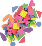 Glorex Hobby Foam rubberen figuren gekleurd - 240x stuks - knutselen met rondjes - driehoeken - sterren