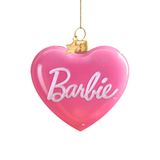 Vondels Boule de Noël Cœur Barbie - Verre Rose, 7.5cm